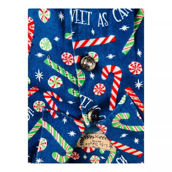 Life Style Womens Ugly Christmas Blazer Jacket Candy Cane Print Cotton Petite - Picture 3 of 7